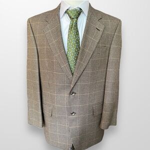 Jos A Bank Executive Wool Silk‎ Brown Blazer Tweed Sport Jacket 40R Casual